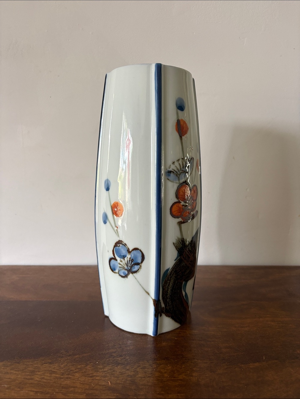 JAPANESE - Vintage Hand Painted Porcelain Floral Vase